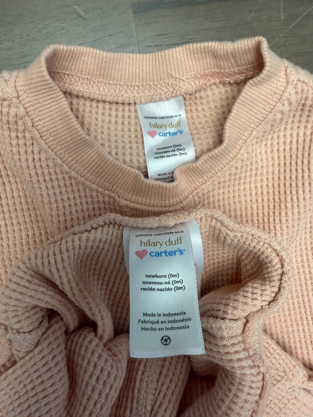 Carter's Baby NB Newborn 2pc Pink Cotton Hilary Duff 2-Piece Thermal Outfit Set - Picture 6 of 6